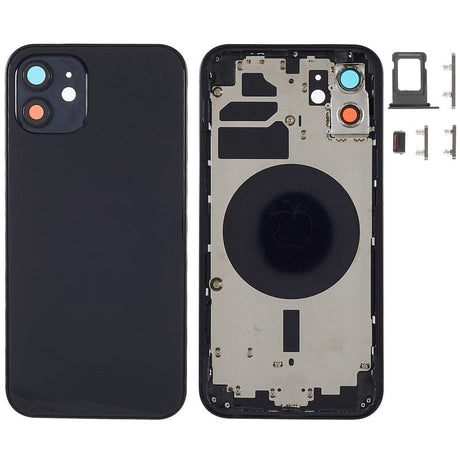 Pièce compatible Châssis Coque arrière iPhone 12 Noir