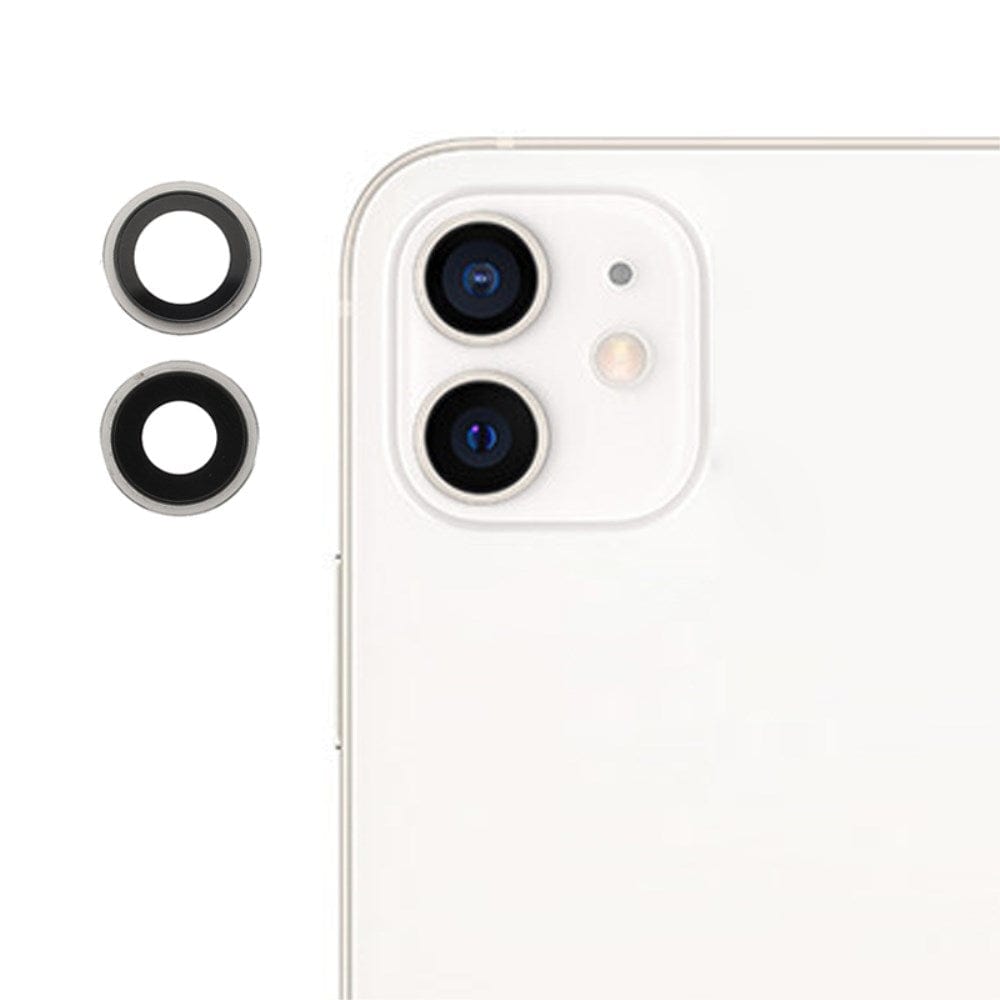Pièce compatible Caméras Lentilles caméra arrière + contours iPhone 12 Mini Blanc
