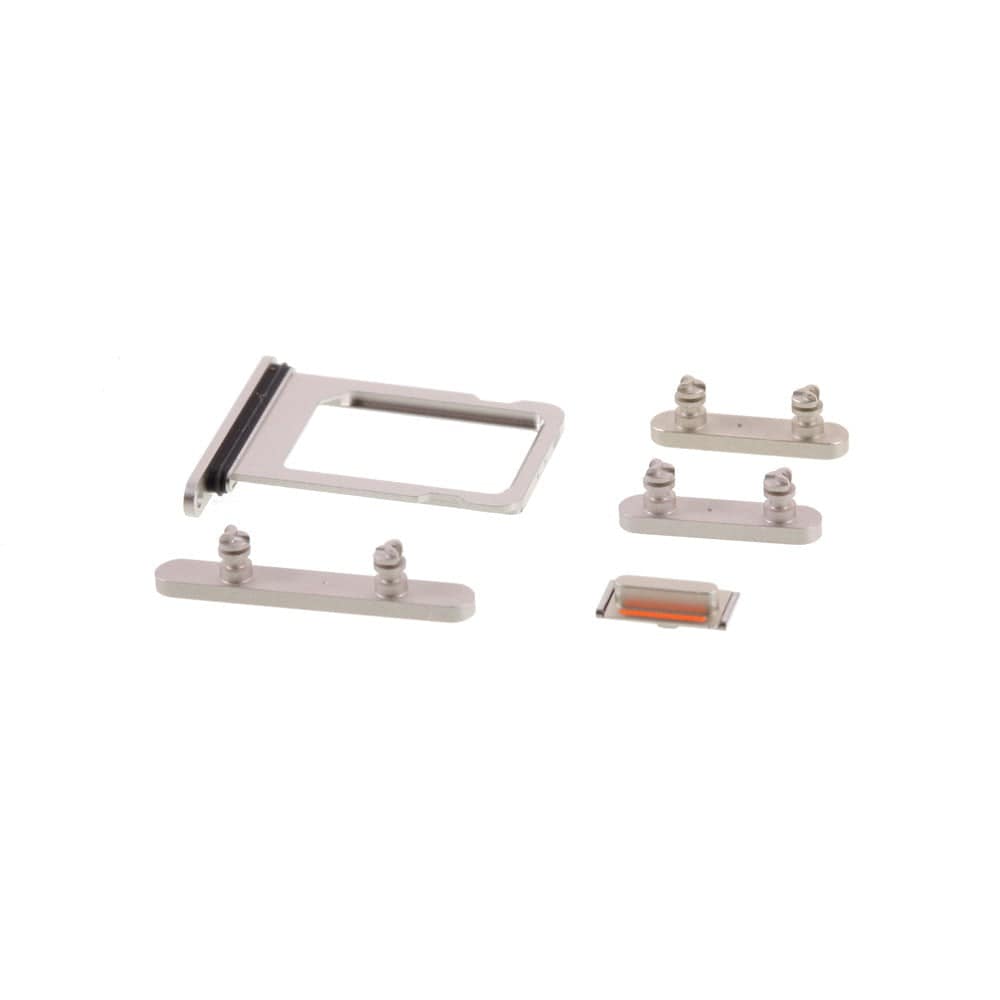 Pièce compatible Composants Pack boutons volume + vibreur + power + tiroir SIM iPhone 12 Blanc