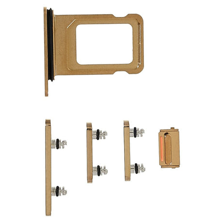 Pièce compatible Composants Pack boutons volume + vibreur + power + Tiroir SIM iPhone 14 Pro Max Gold